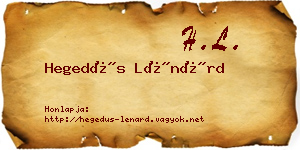 Hegedűs Lénárd névjegykártya