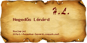 Hegedűs Lénárd névjegykártya